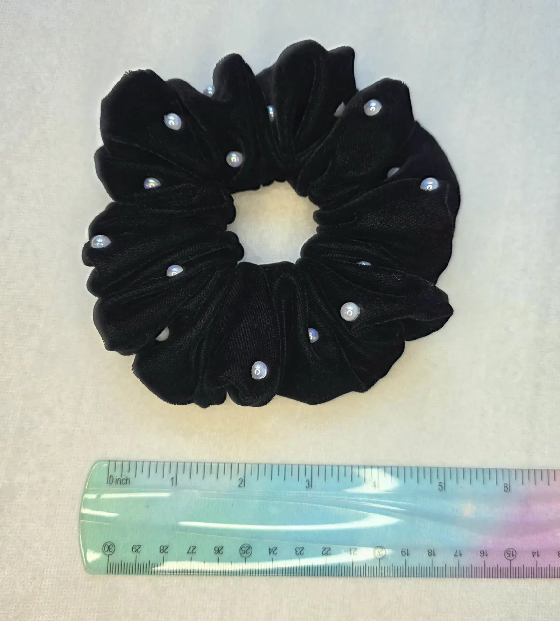 Black Velvet Pearl Scrunchie XXL | Oversized - Image 3