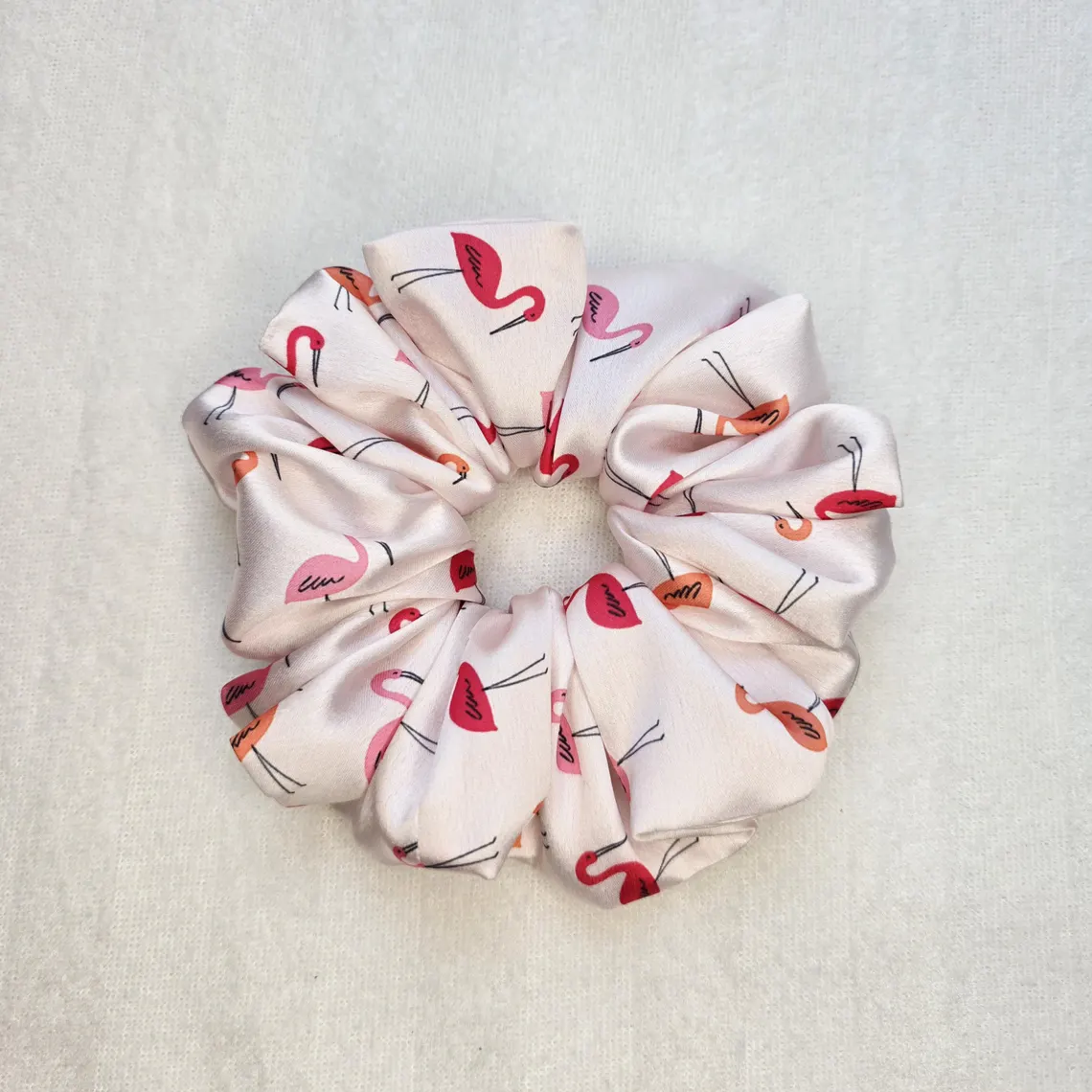 Flamingo Print Satin XXL Scrunchies - Image 2