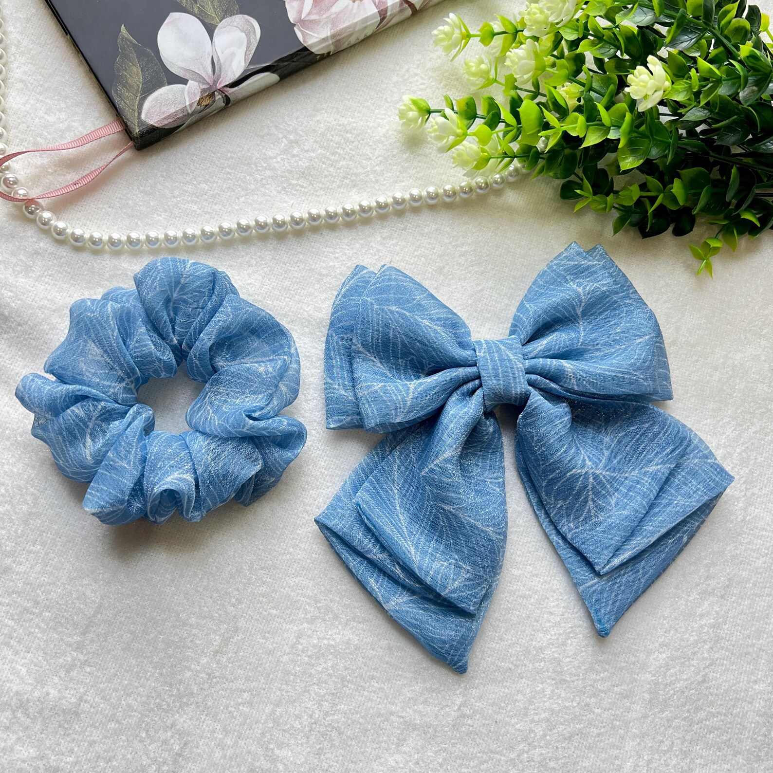 Organza Bow & Scrunchie Set | Elegant Hair Accessories Set - Image 2
