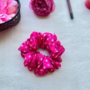 Heart Print Scrunchie: Satin Georgette Hair Accessory