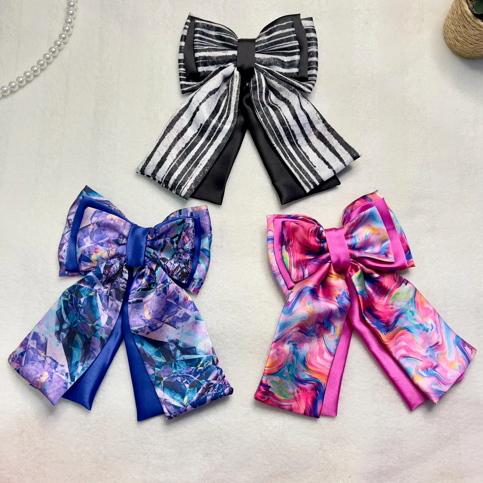 Triple-Layer Satin Bow - Image 2