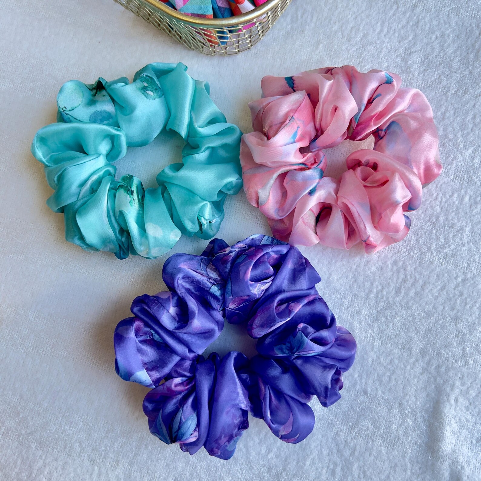 Floral Organza Scrunchie: Luxury Hair Tie