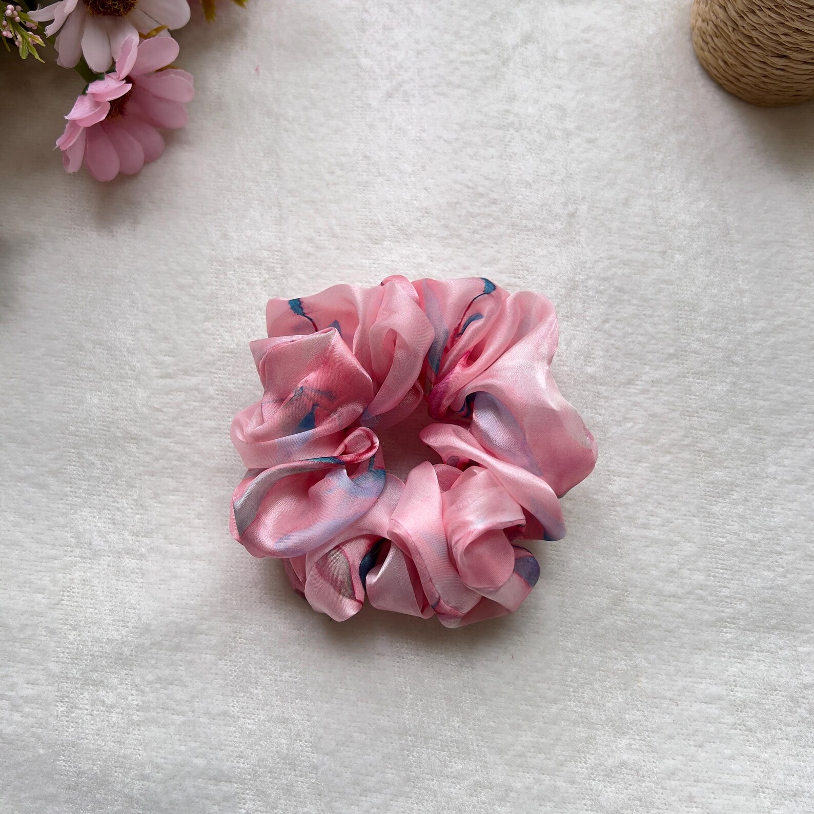 Floral Organza Scrunchie: Luxury Hair Tie - Image 3