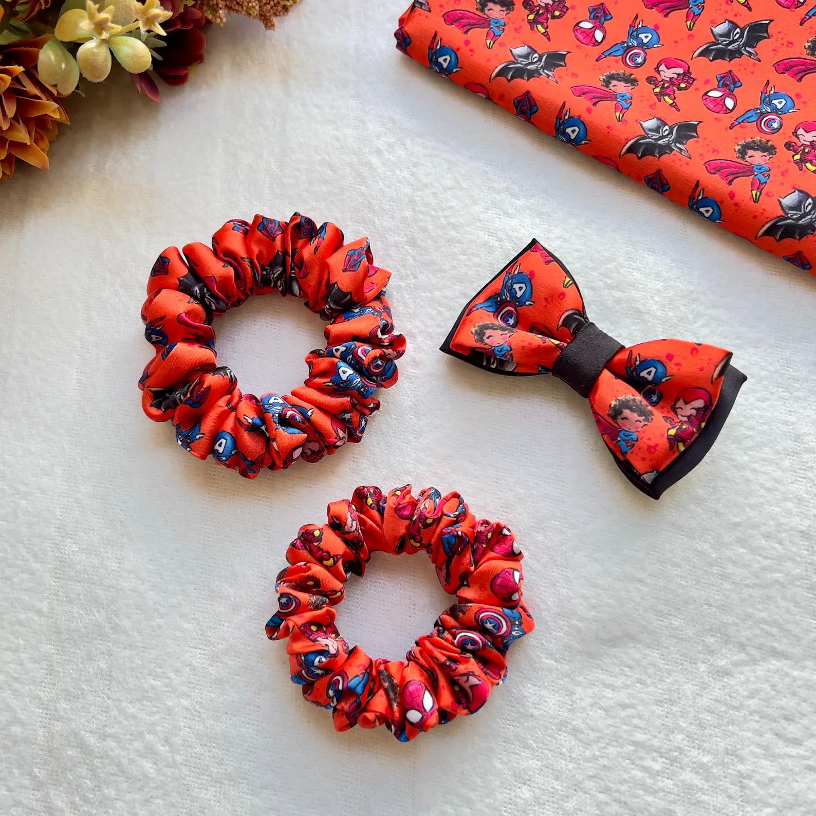 Kids Satin Scrunchie & Bow Set: Barbie Print Hair Accessories - Image 2