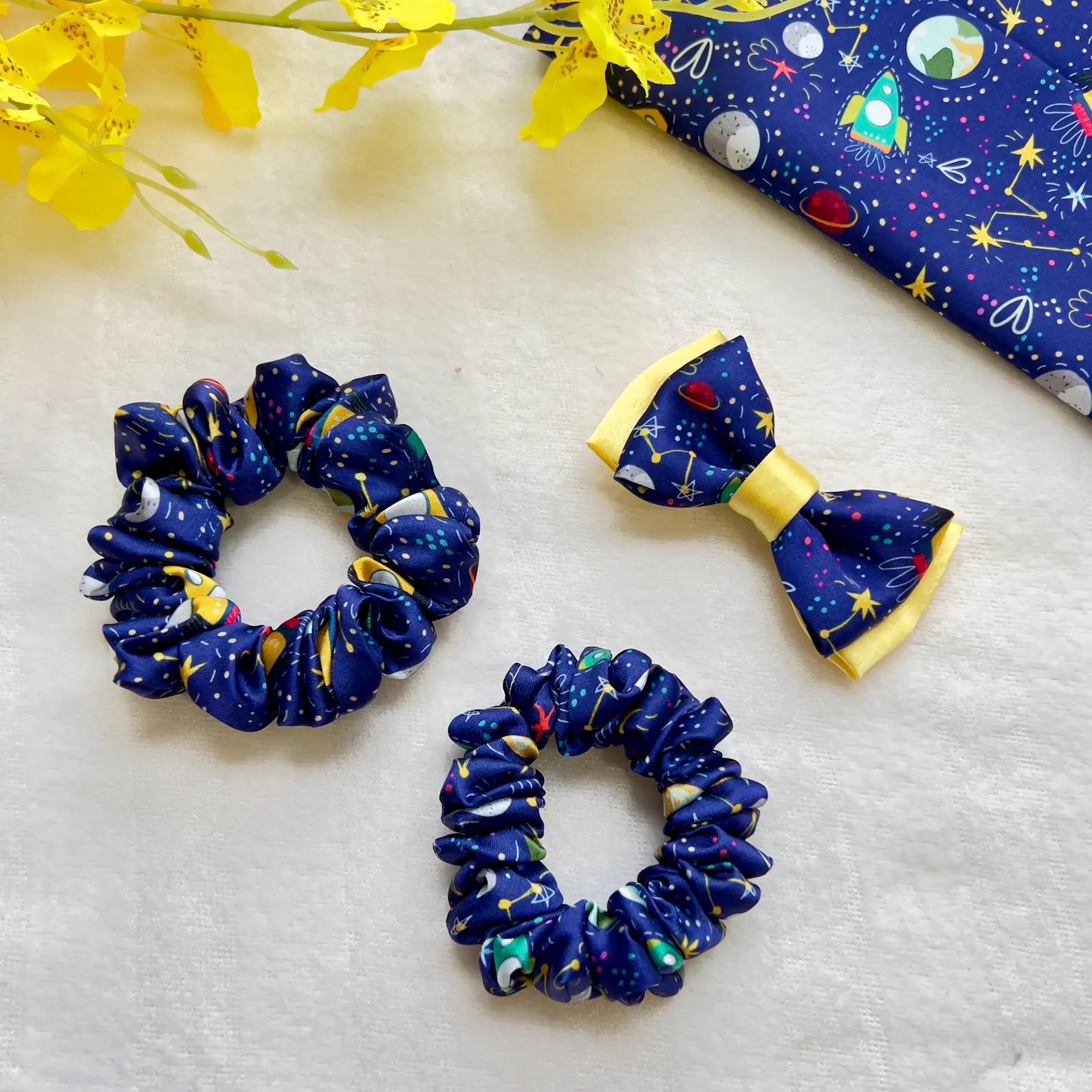 Kids Satin Scrunchie & Bow Set: Barbie Print Hair Accessories - Image 6