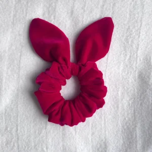 Velvet Bunny Ear Scrunchie: Removable Ears, Gentle Hold