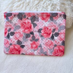 Floral Cotton Zipper Pouch: Handmade Fabric Cosmetic Bag Set