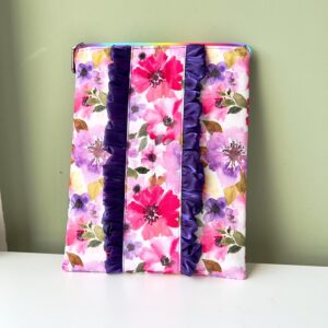 Floral iPad Sleeve with Ruffles | Handmade Zippered Case | Custom Size | Waterproof Lining | Padded iPad Pouch | Gift for Her | iPad sleeve