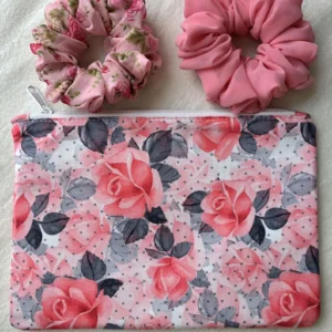 Rose Floral Pouch & Scrunchie Gift Set