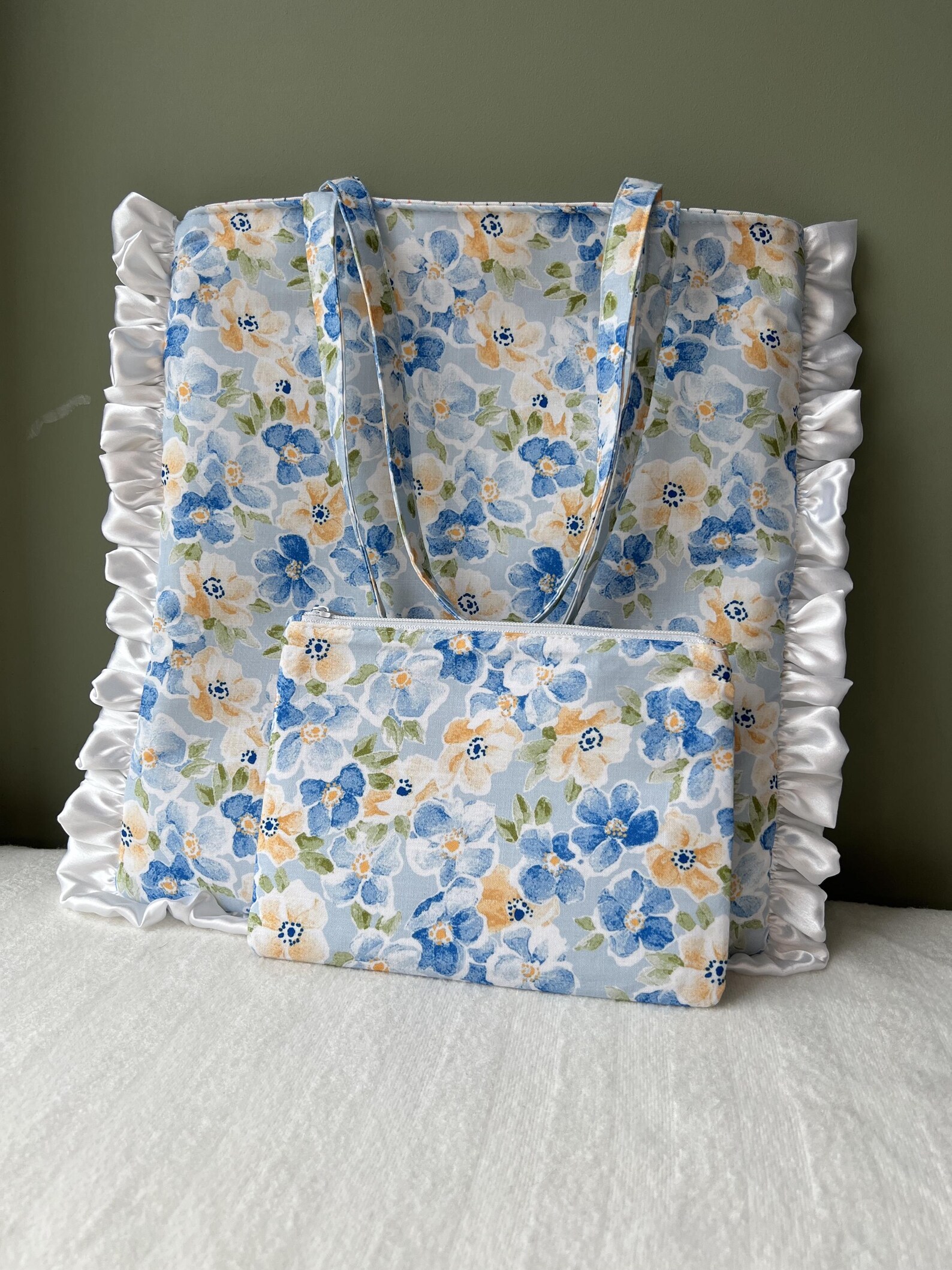 Handmade Floral Ruffle Tote Bag Gift Set