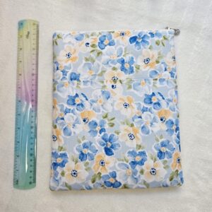 Large Handmade Padded Book Sleeve with Zipper | Cotton Journal & iPad Sleeve with Pocket | Reader Gift