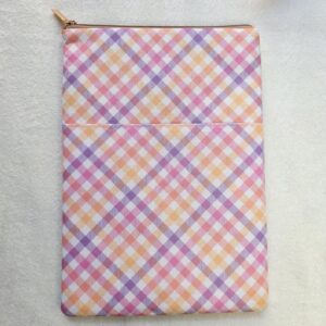 Pastel Gingham Cotton Book Sleeve | Zippered Book Protector | Handmade Fabric Book Cover | Kindle & Paperback
