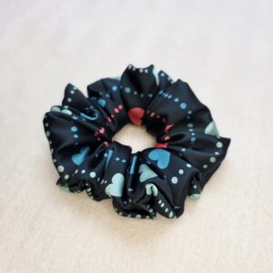 Heart Print Satin Scrunchie | Cute Love Pattern Hair Scrunchie | Handmade Satin Scrunchie | Everyday Hair Accessory | Gift for Her