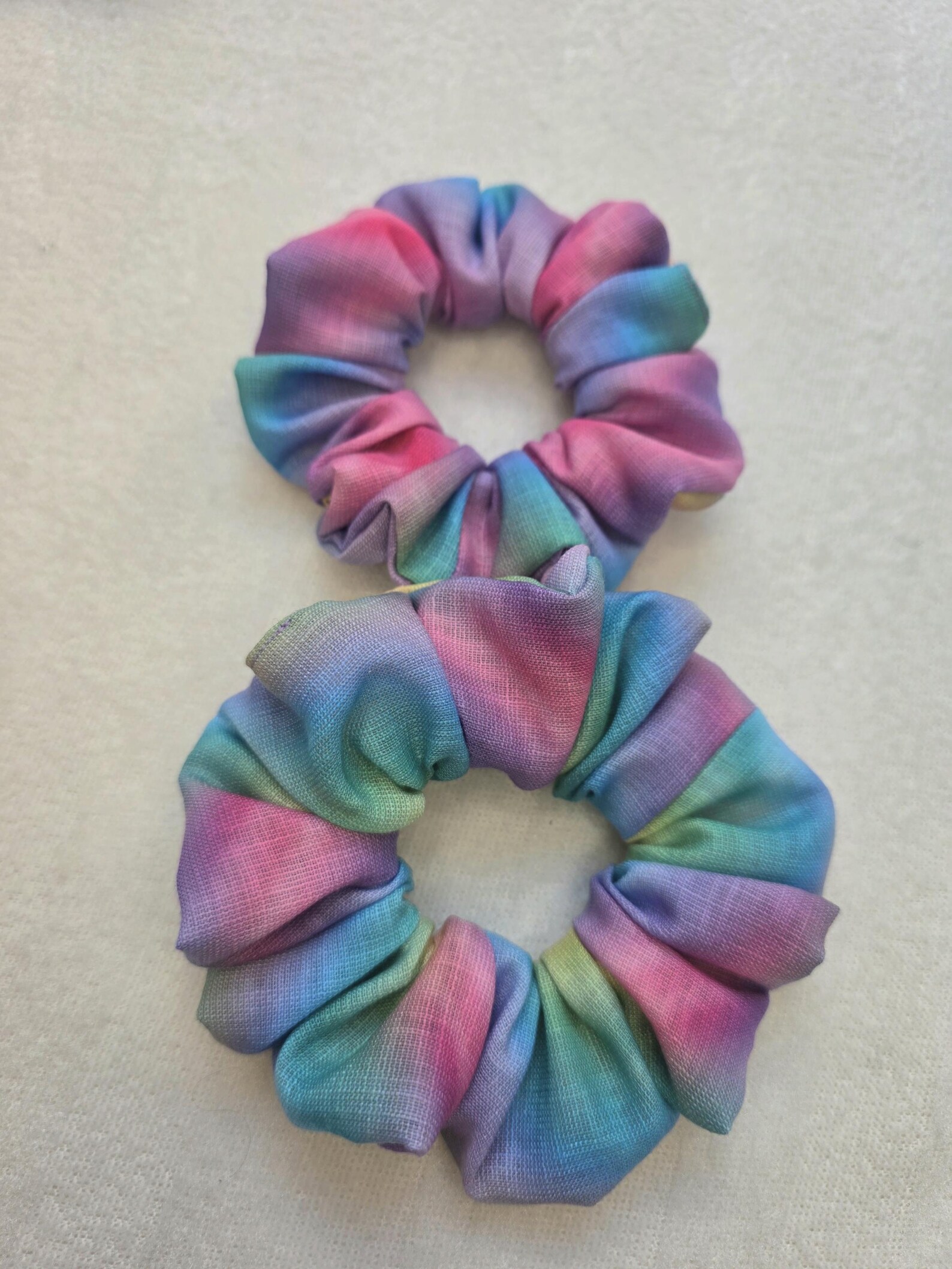 Linen Rainbow Scrunchie | Rainbow Hair Tie | Medium and Large - Image 3