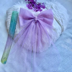 Glitter Net Bow | Purple Sparkle Hair Clip