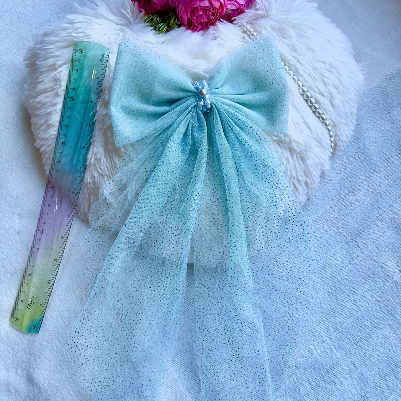 Glitter Net Bow | Purple Sparkle Hair Clip - Image 2