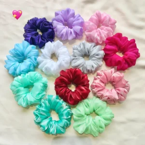 Shiny Organza Scrunchies Set: Colorful Hair Ties Bundle