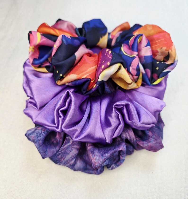 Luxe Oversized Scrunchies | XXL Scrunchies Set | Handmade Set | Purple Scrunchies | Gift ready - Image 3