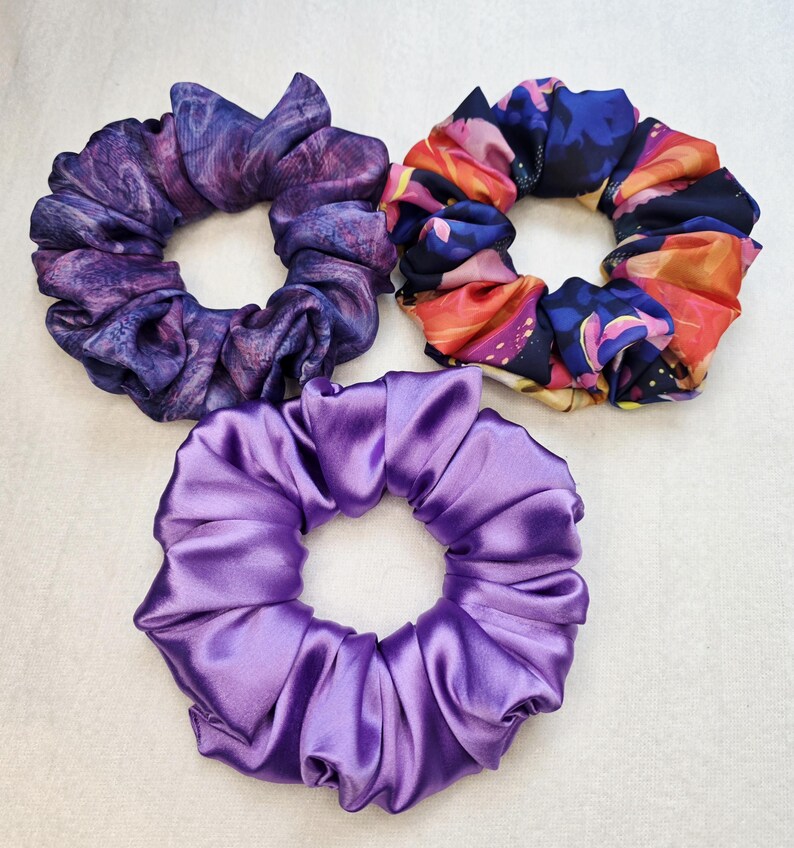 Luxe Oversized Scrunchies | XXL Scrunchies Set | Handmade Set | Purple Scrunchies | Gift ready - Image 4