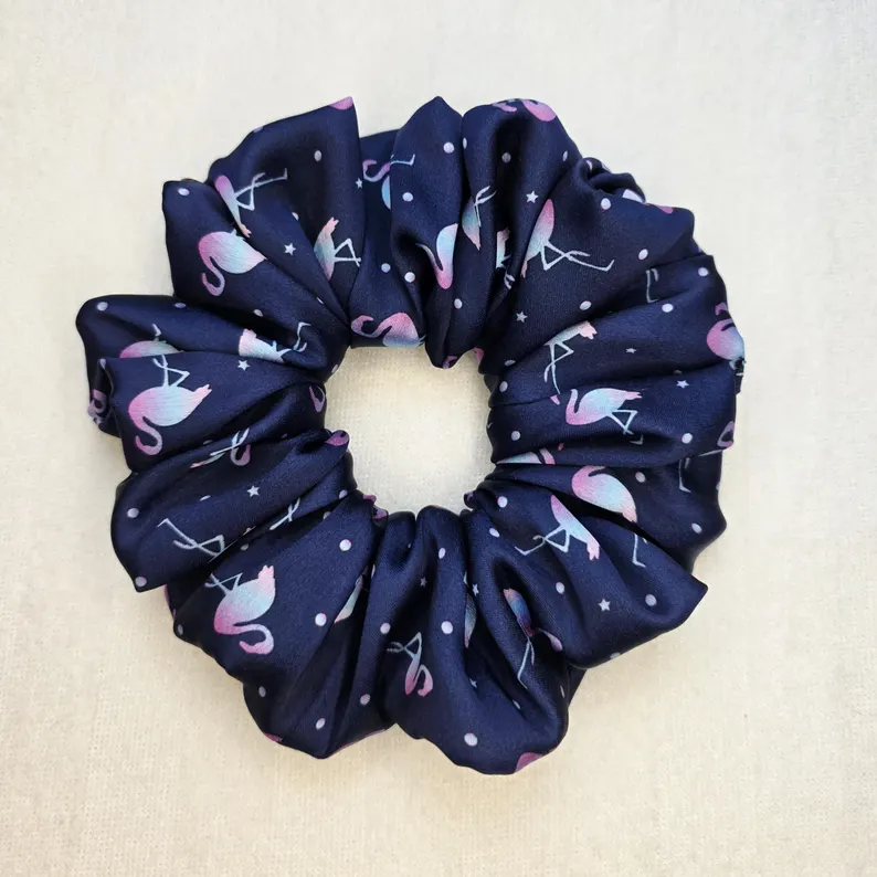 Flamingo Print Satin XXL Scrunchies - Image 4
