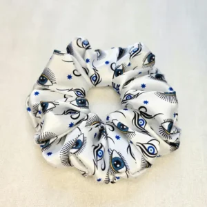 Mystic Evil Eye Satin Oversized Scrunchies – Protective Charm Hair Accessories